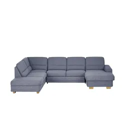meinSofa Wohnlandschaft grau - Webstoff Marc ¦ blau ¦ Maße (cm): B: 311 H: 85 T: 234.0