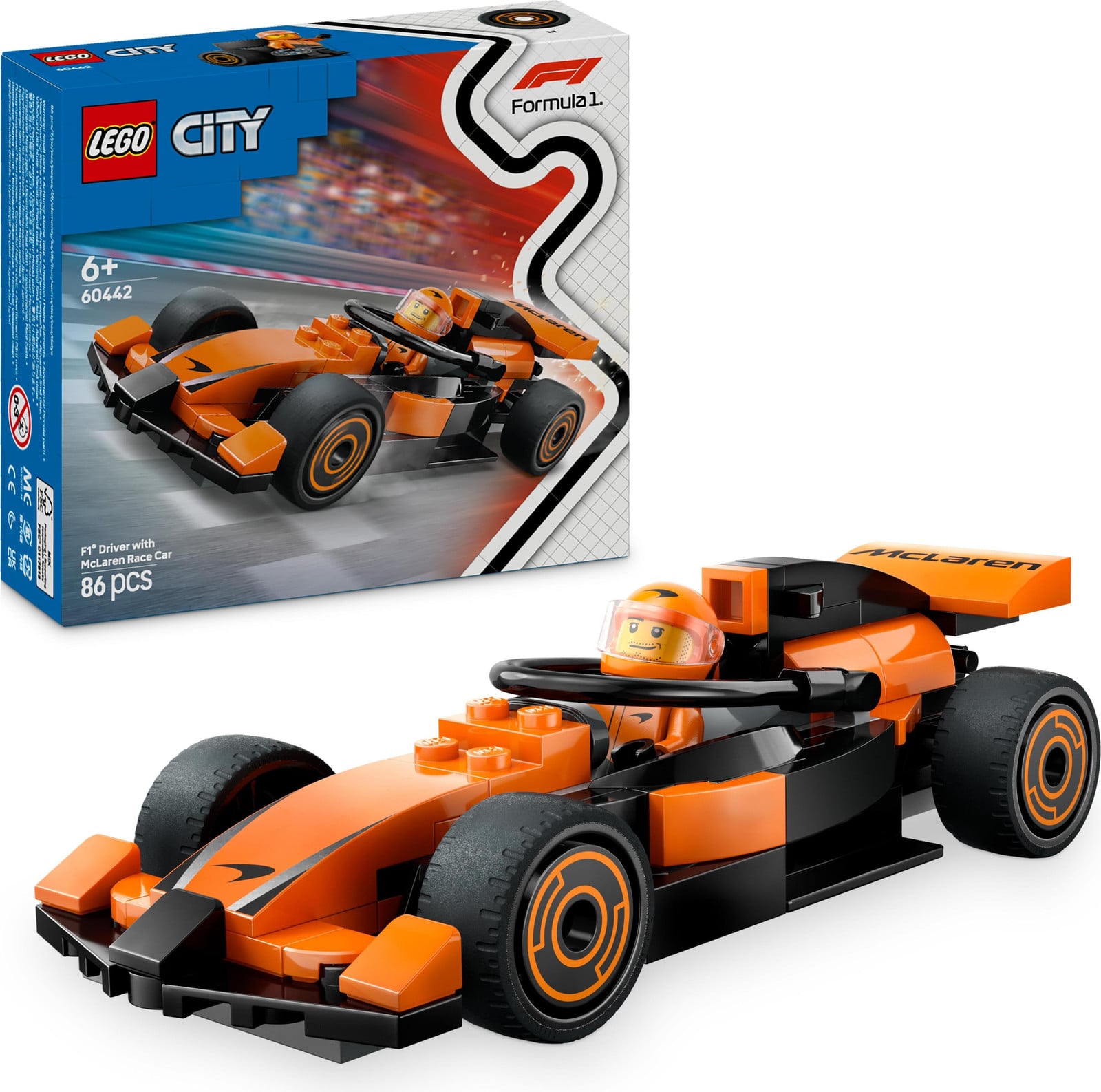 LEGO City F1-piloot met McLaren-raceauto 60442