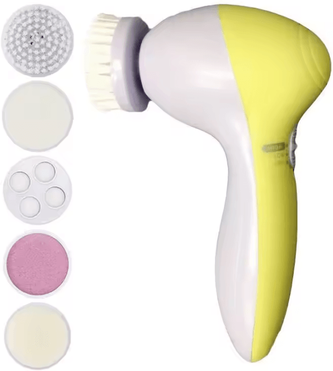 Inspire Curations 5 In 1 Electric Facial Cleansing Brush Face Cleanser And Skin Care Massager yellow