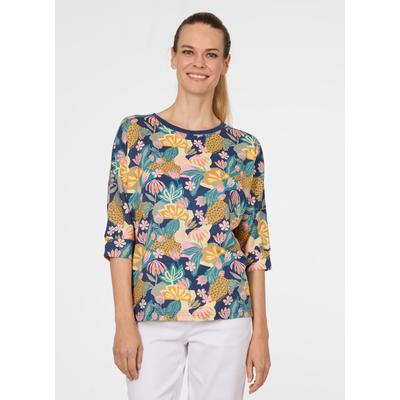 3/4-Arm-Shirt RAGWEAR "SHIMONA PRINT", Damen, Gr. L, bunt (midnight), Jersey, Obermaterial: 50% Baumwolle, 50% Modal, bedruckt, normal, Rundhals, Shirts 3/4-Arm-Shirt