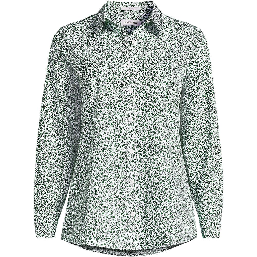 Bügelfreie Baumwoll-Bluse in Plus-Größe, Damen, size: plus, Grün, Baumwolle, by Lands' End