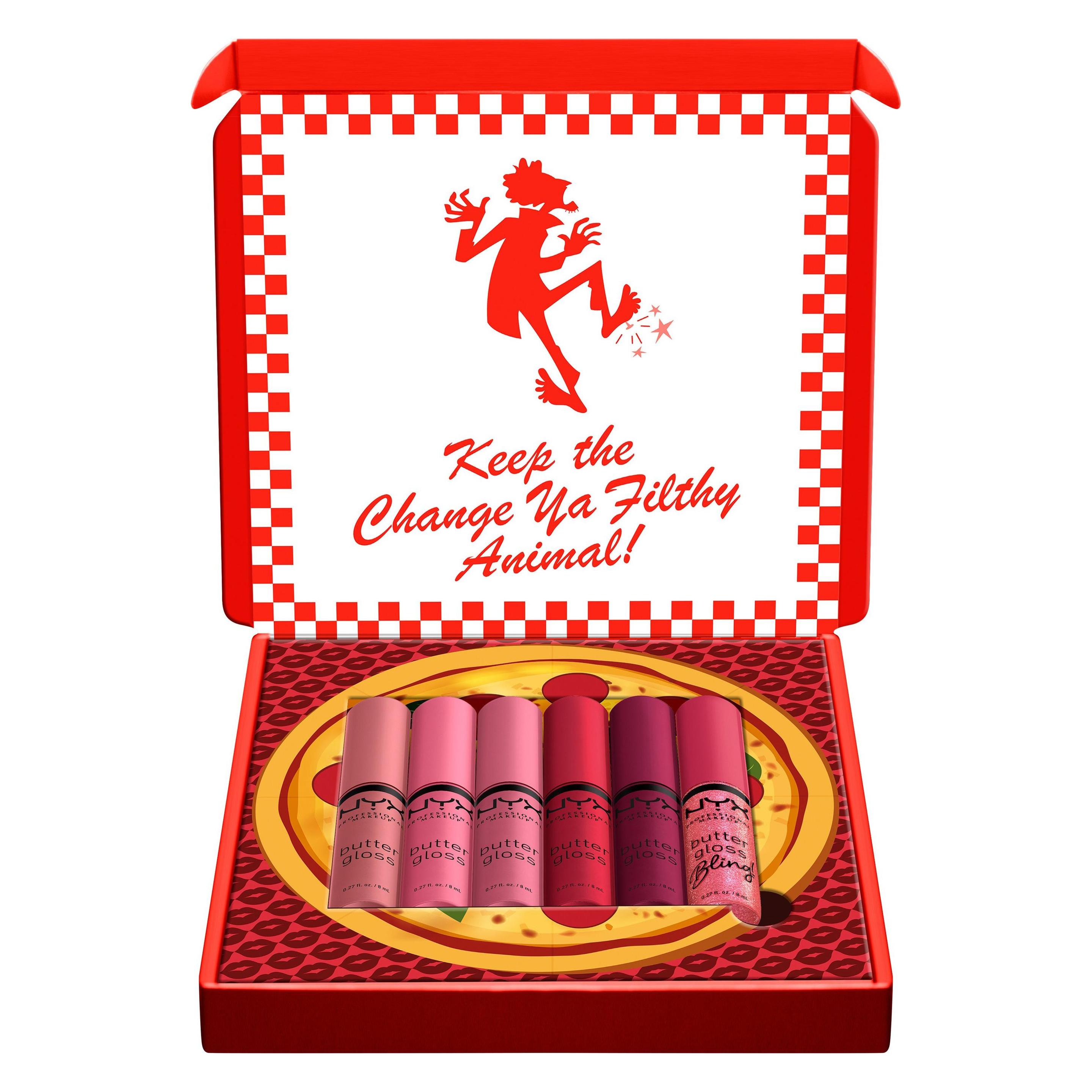 NYX Professional Make-Up Nyx Professional Makeup Home Alone Butter Gloss Pizza Vault Pink und Rot (Nude, Pink, Rot) (K6128600)
