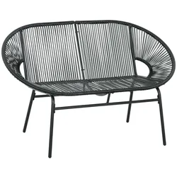 Outsunny Outsunny Polyrattan Sitzbank 2-Sitzer Rattanbank Gartenbank bis 260 kg, Schwarz