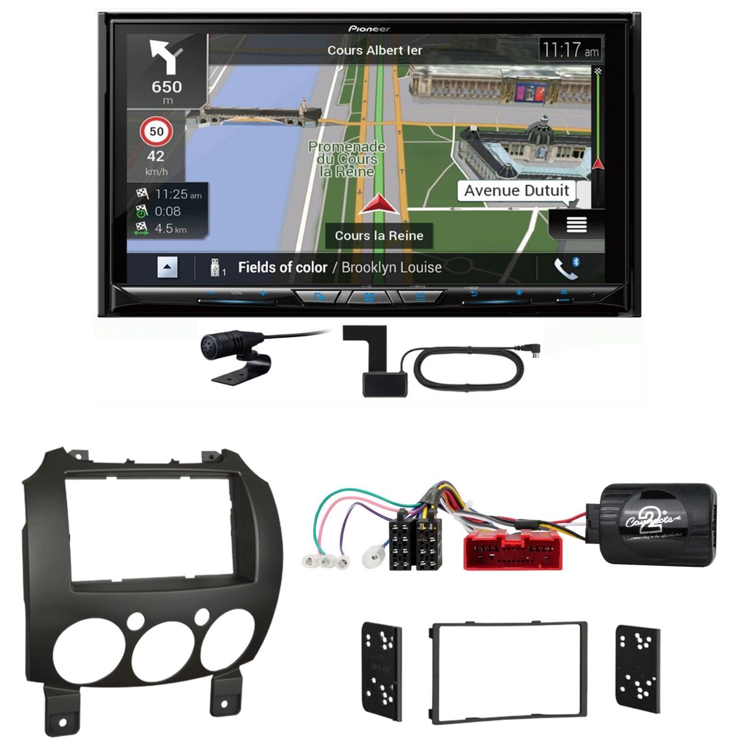 Pioneer AVIC-Z930DAB USB Navigation MP3 DAB+ Einbauset für Mazda 2 2008-2014