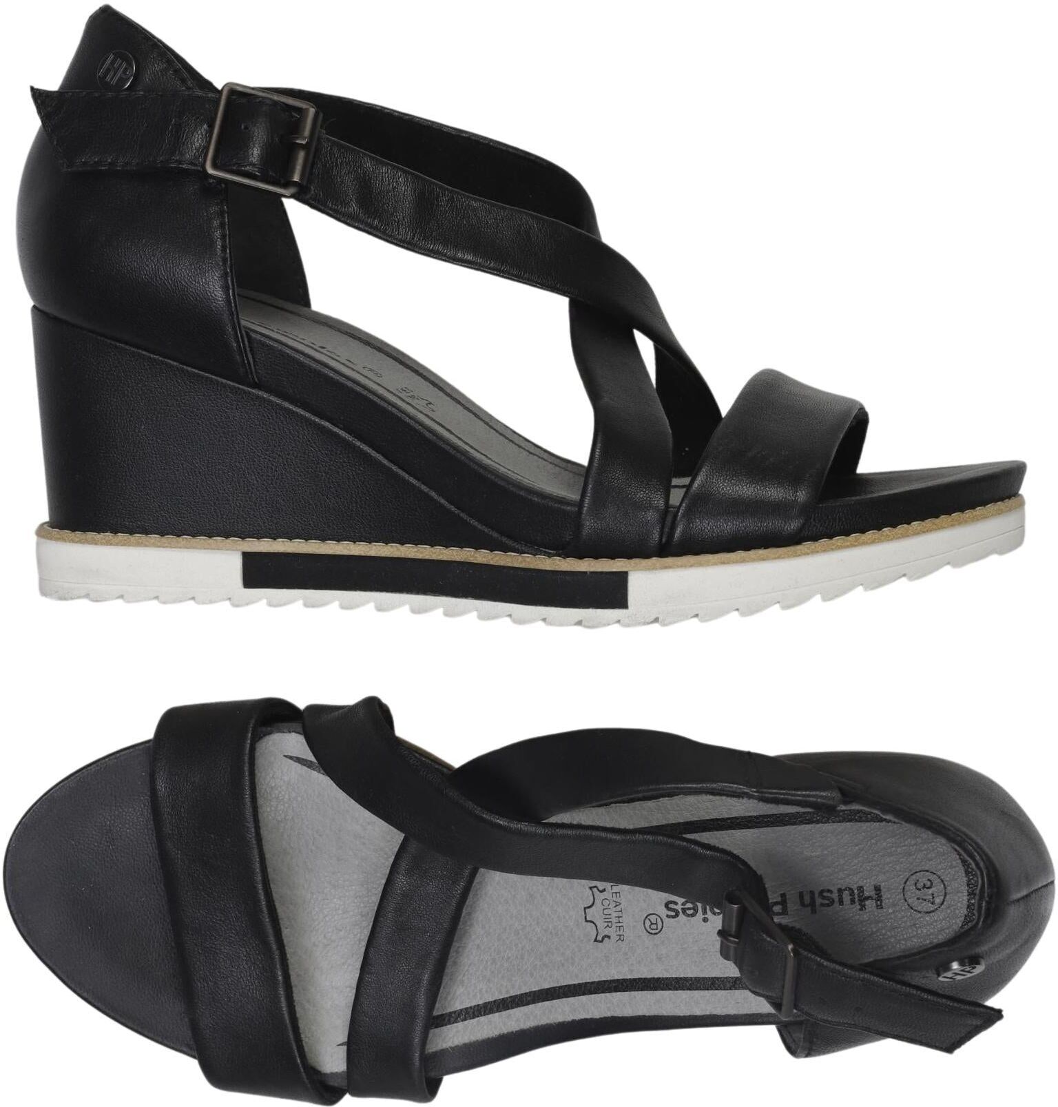 Hush Puppies Damen Sandalen, Schwarz, Gr. EU 37, Leder - Second Hand