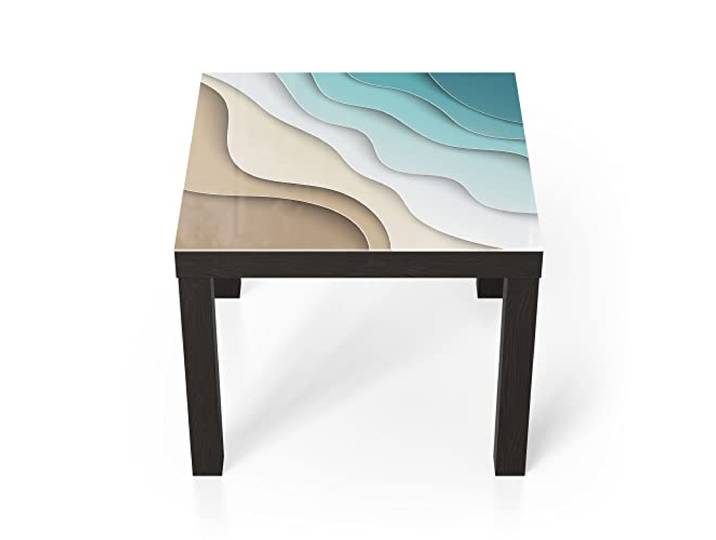 DEQORI Glastisch schwarz klein 55x55 cm Motiv Farbige Papierwellen ausgefallener Beistelltisch aus Glas Hochglanz Couchtisch fürs Wohnzimmer moderner Couch Tisch mit Design