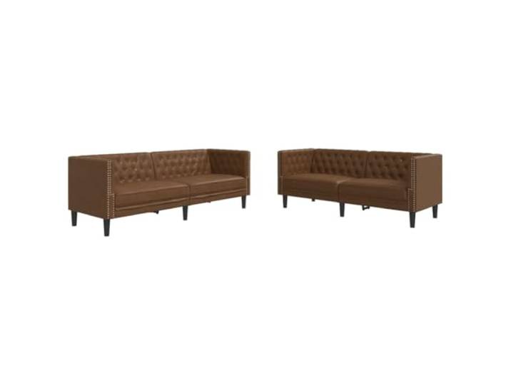 GHVBNMF Chesterfield Sofa Set 2-TLG Braun Mikrofaser Couch Garnitur Elegantes Polstermöbel Set mit bequemer Schaumstoff Polsterung für Wohnzimmer und Büro. Pflegeleichter Bezug in braun.