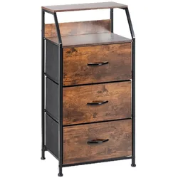 Relaxdays Standregal, 3 Schubladen, 2 Ablagen, Bücher & Deko, Regalkommode Industrial, HxBxT: 92x45x30 cm, braun/schwarz