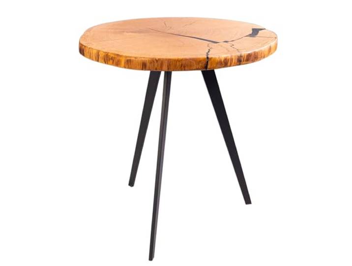 Riess Ambiente Couchtisch Arbor 54cm - schwarz Natur - Eichenholz individuelle Maserung, Unikat, Metallgestell, natürliche Baumstruktur, Industrial Design, 40 kg Belastbarkeit