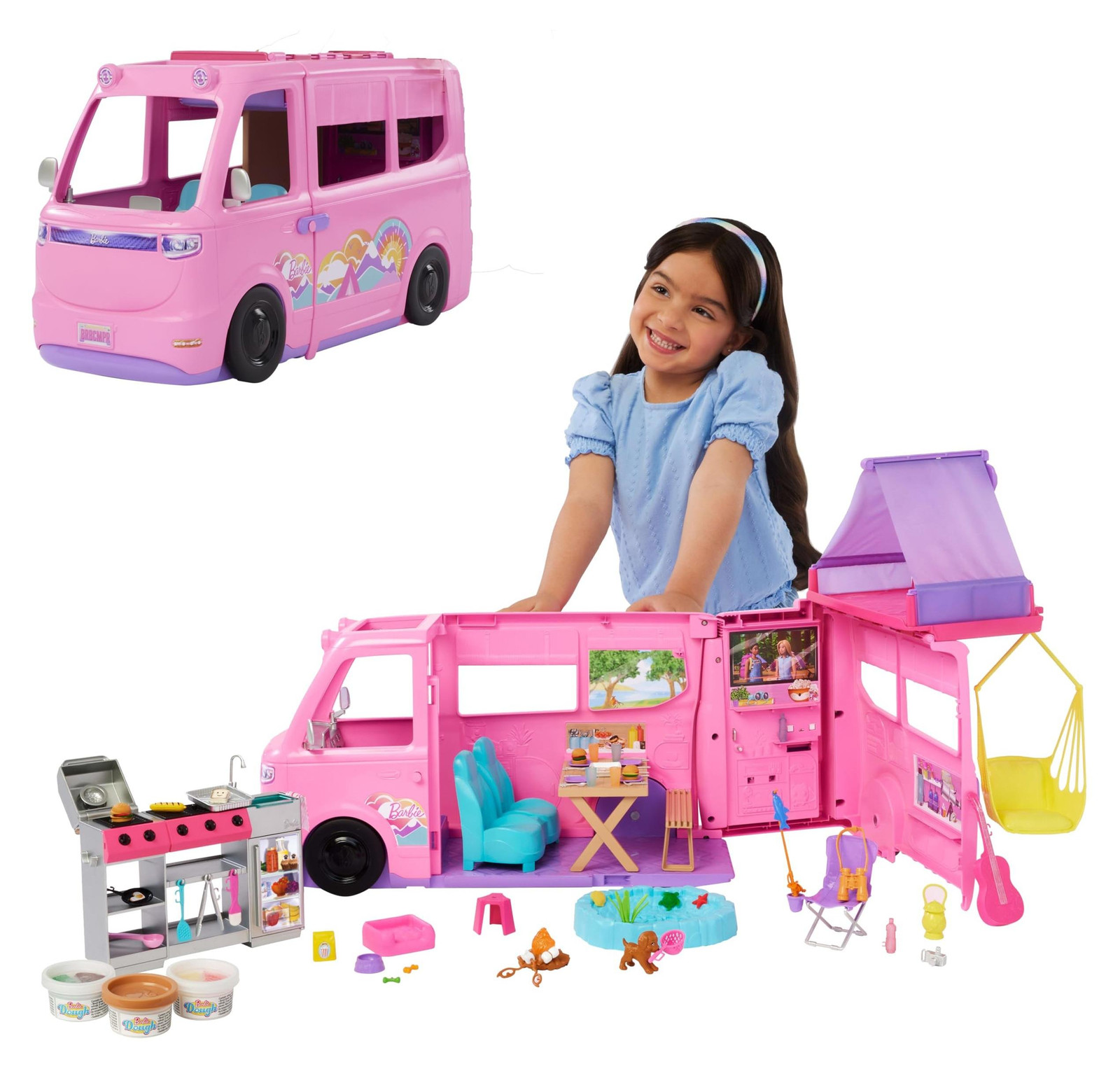 Speelset camper met daktent en meer dan 60 accessoires