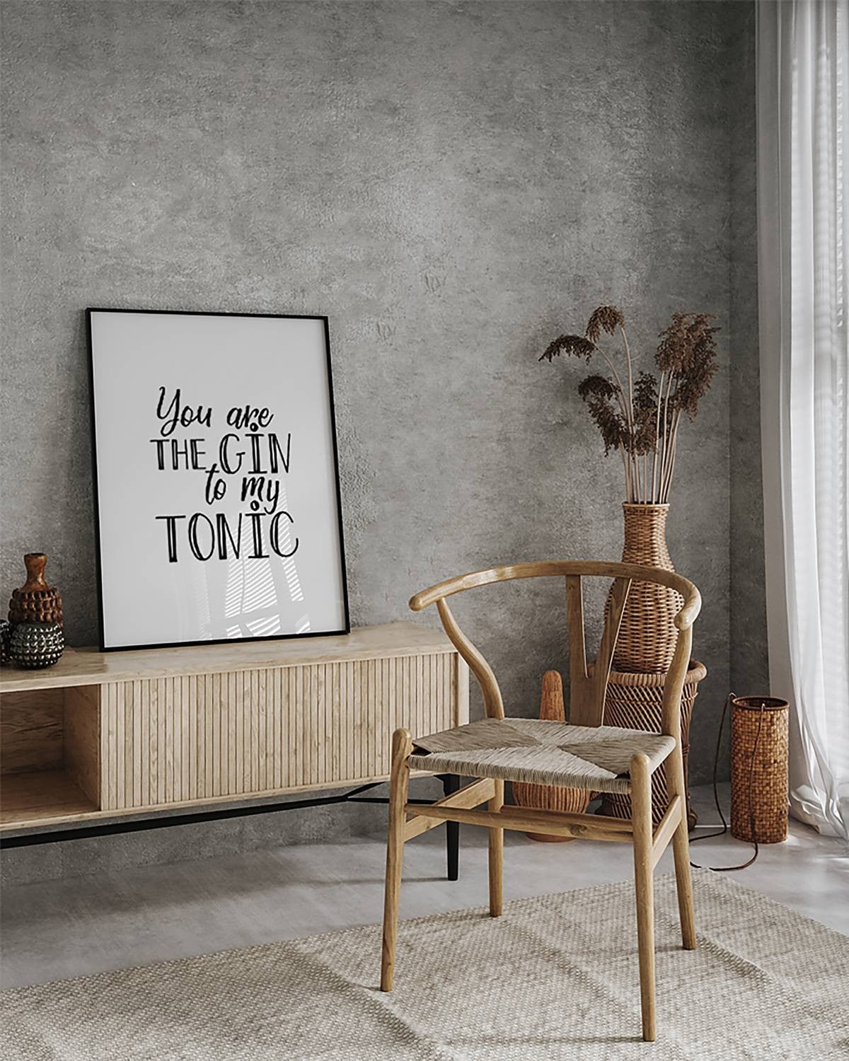 home24 The Gin To My Tonic Lijst - Beukenhout met Acrylglas - Multicolour - 52 x 62 cm