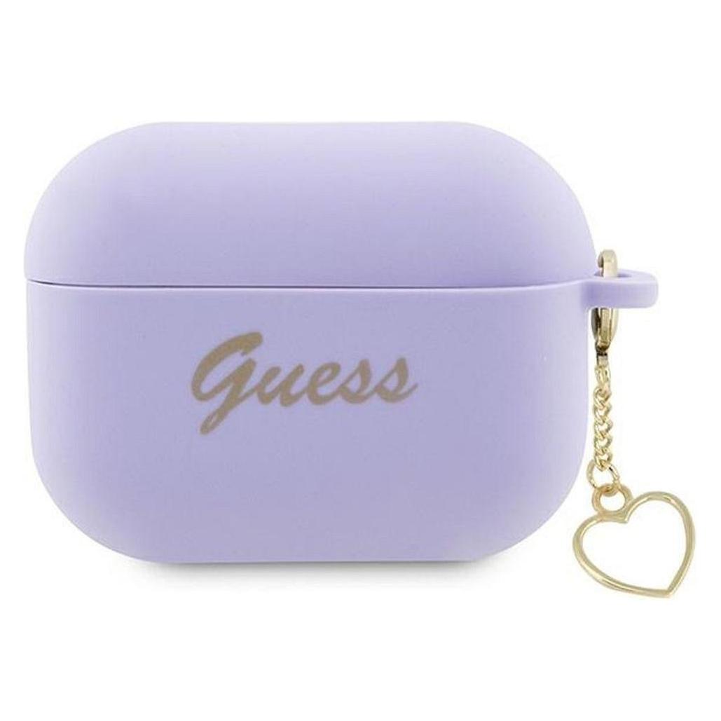 Guess Silicone Heart Charm - Etui AirPods Pro 2 (fioletowy) (Kopfhörer Hülle) (GUE002655-0)