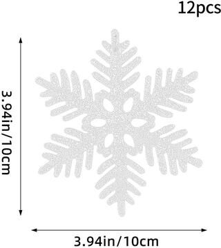 Modern Mode Marketplace Christmas Venue Decoration, Pink Glitter Plastic Snowflake, Winter Party Supplies, Ornaments For Home, Tree Pendant white Typ B 12pcs