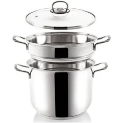 Orion Anett Serie Edelstahl Dampfkochtopf, Pfanne + Kochtopf, Silber