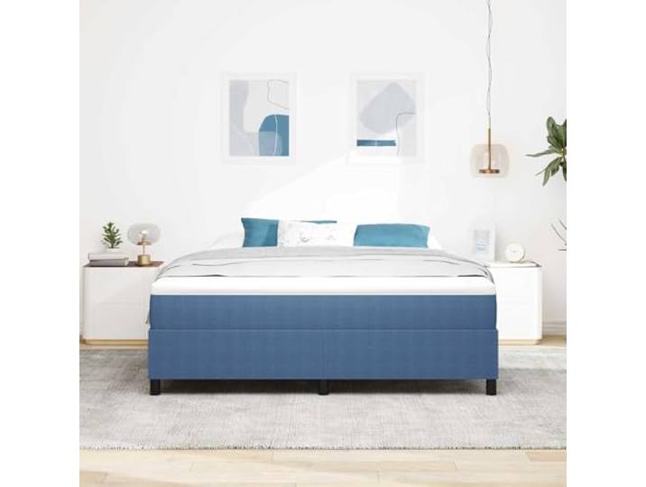 KTHLBRH Bett Platform Blau 180 x 200 cm Stoff Cords Feste Latten, Holz und Kiefer, Beine mit Pfosten, einfache Montage