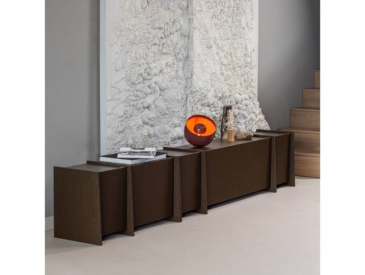 Massives TV-Lowboard Massivholz Esche, lackiert Braun/Graubraun 102cm