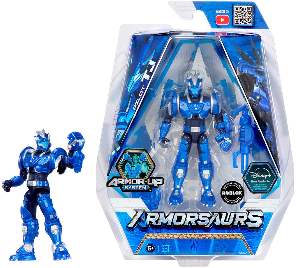 MGA Entertainment Armorsaurs Triceratops Pilot TJ 3.75-Inch Action Figure - 11 Points of Articulation - Ages 3 and Up