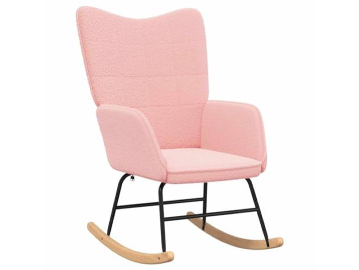 Schaukelstuhl Rosa Sherpa-Stoff Mit Metall Und Sperrholz Modernes Design, weiche Armlehnen, Rückenpolster, Wippmechanik, Wohnzimmer, Schlafzimmer, Büro