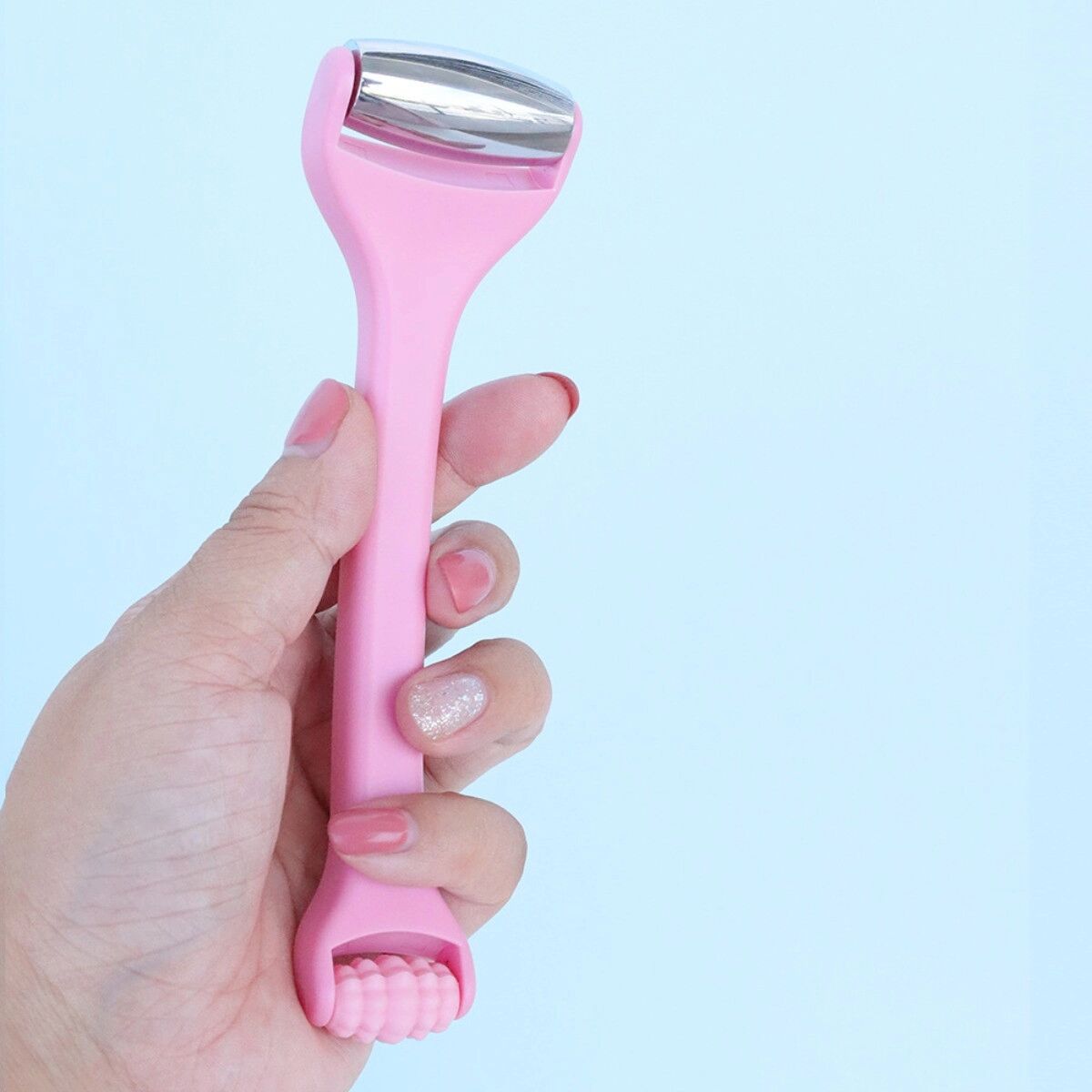 INF Doppelköpfiger Beauty-Massager – Legierungsrolle für Lifting, Silikonende zur Beruhigung, Ergonomischer Handroller für