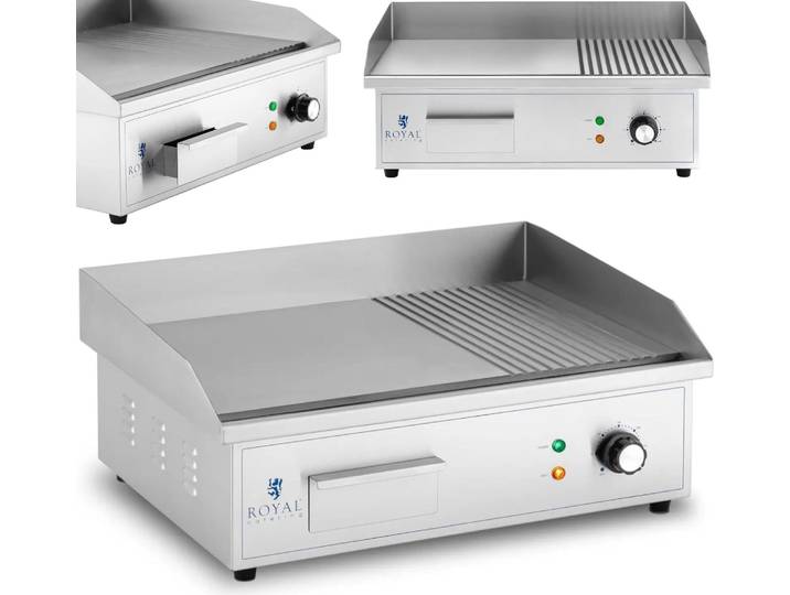Expondo Royal Catering Plaque de cuisson électrique - 548 x 350 mm - Ribber + Flat - 3 000 W