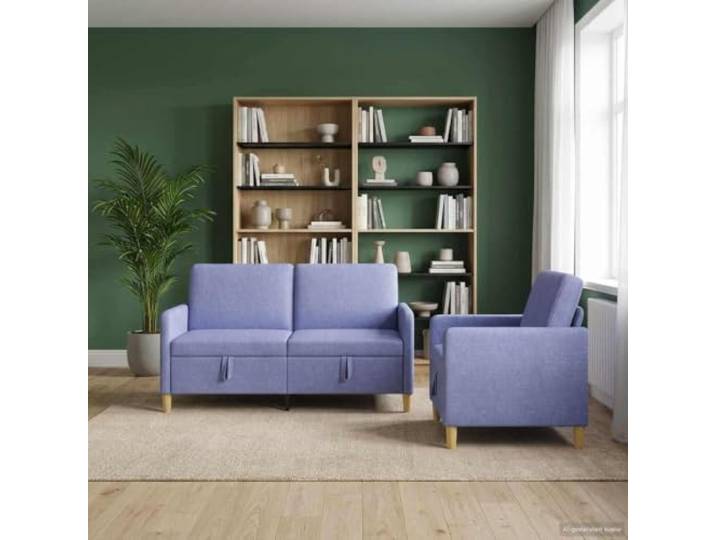 KTHLBRH Sofa mit Stauraum 2 Stück Jeansblau Polyester Sitzerhöhung, Metallgestell, abnehmbare Kissen, vielseitige Verwendung