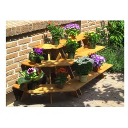 Blumentreppe Angarsk - Hochbeet Treppe aus Kiefer/Fichte, Honigbraun – Pflanztreppe für Garten & Balkon – dekorative Pflanztreppe