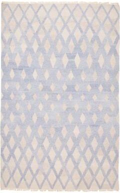 ECARPETGALLERY Flat-Weave Ankara FW Dark Baby Blue Wool Kilim - 4'11 x 8'1