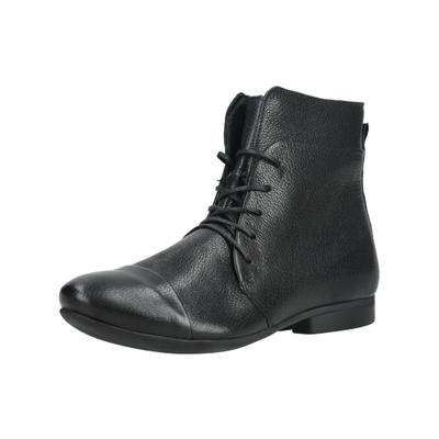Schnürstiefelette THINK "Think Stiefelette Glattleder", Damen, Gr. 38,5, schwarz (schwarz, schwarz), Glattleder, Schuhe Schnürstiefelette