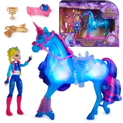 Unicorn Academy - Train and Glow River mit Isabel Set, ca 12 cm Originalfiguren zur Netflix Serie