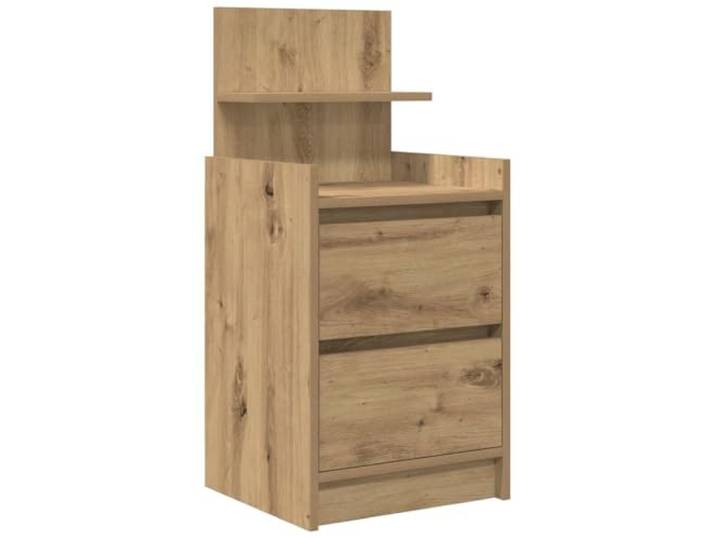 KGFHERENB Nachttisch mit 2 Schubladen Artisan-Eiche 38x34x80 cm Schmaler Nachtschrank fürs Schlafzimmer mit 2 weich laufenden Fächern und stabiler Ablage in Holzoptik für kleine Räume.