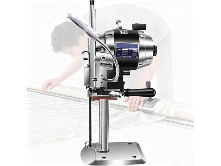 RETRIN Hochgeschwindigkeits-Stoffschneider mit geradem Messer,1100W/1200W vertikale elektrische Stoffschneidemaschine Mit 360° LED-Beleuchtung Und Automatische Schärffunktion 12inches