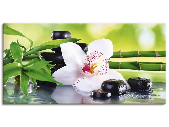 Wandbild ARTLAND Spa Steine Bambus Zweige Orchidee , grün (farbe bild(er): grün), B:60cm H:30cm, Bilder, Wandbild, als Alubild, Leinwandbild, Poster in verschied. Grössen