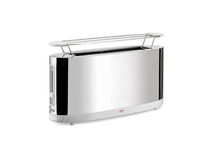 Alessi Toaster mit Brötchenaufsatz aus Edelstahl und PC, weiß