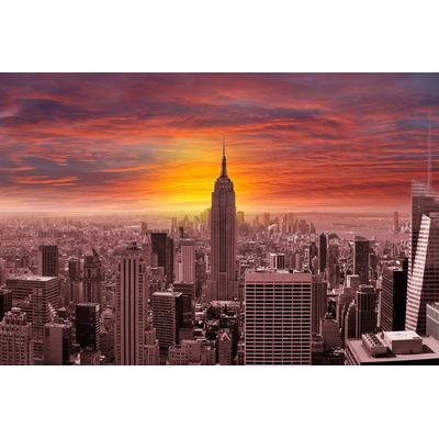 Fototapete PAPERMOON "New York bei Sonnenuntergang", bunt, B:5m L:2,8m, Vlies, Tapeten
