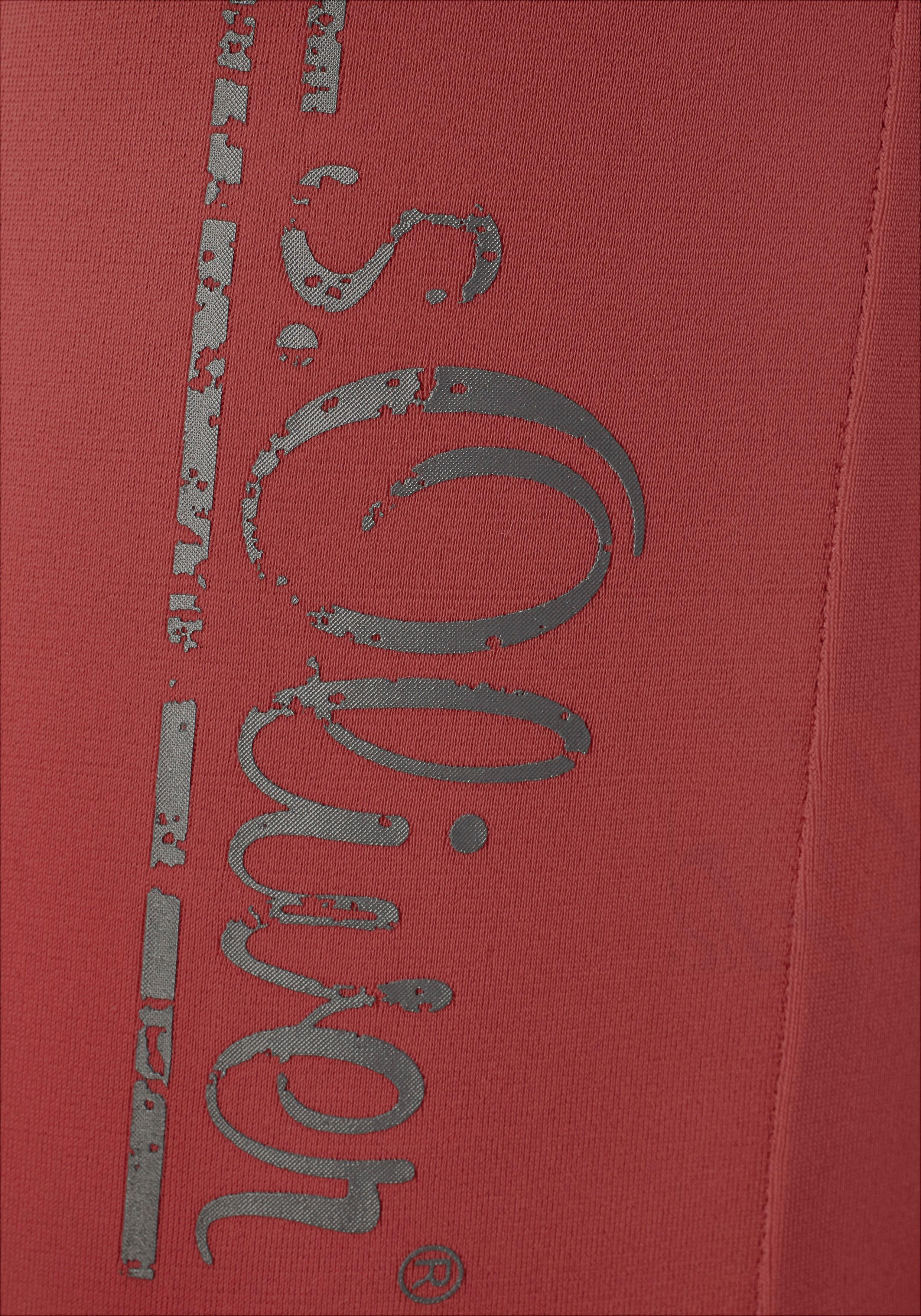 Boxer-Badehose S.OLIVER, Herren, Gr. 5, N-Gr, rot, Polyamid, unifarben, Badehosen Boxer-Badehose, mit Logoschriftzug im coolen Used-Look rot 5, N-Gr