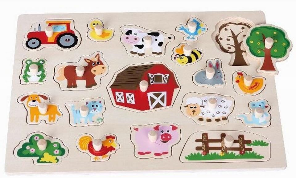 Lernspielzeug SPIELBA "Puzzle Tiere gross mit Griffli", Kinder, bunt, Lernspielzeug Lernspielzeug bunt Einheitsgröße