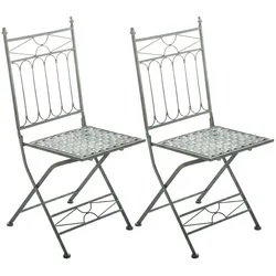 CLP 2er Set Klappstühle Asina, platzsparende Gartenstühle für den Außenbereich, romantische Balkonstühle im Jugendstil, leicht verstaubar