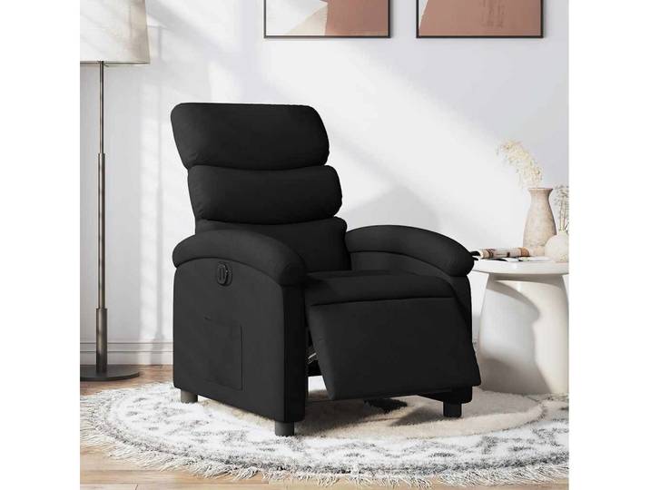 furnicato Relaxsessel Schwarzer Fernsehsessel mit elektrischer Liegefunktion, 70x92x99,5 cm, Bequemer Relaxsessel mit Seitentasche und atmungsaktivem Stoffbezug