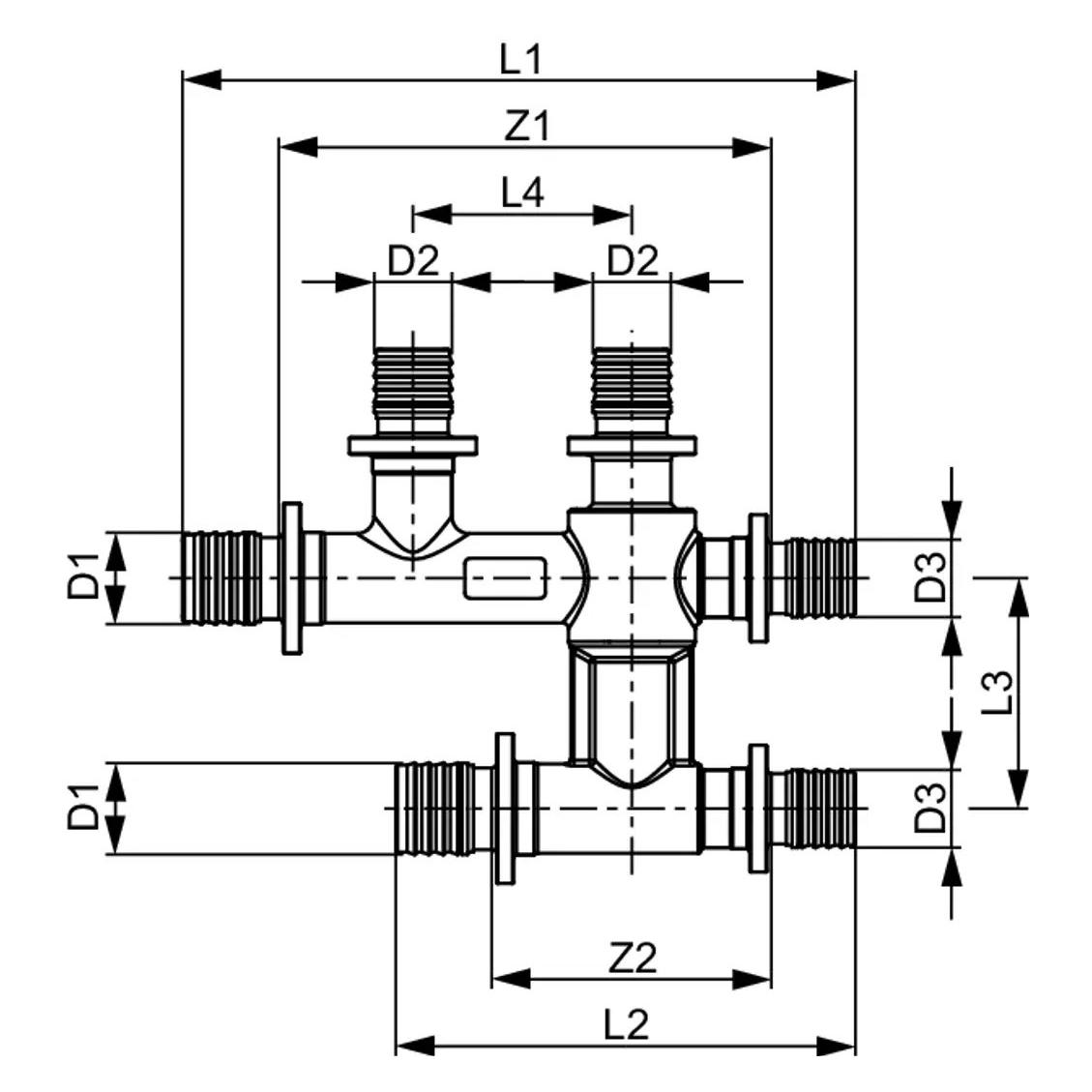 TECE TECEflex Kreuzungsfitting, vernickelt (16 x 16 x 16 mm) (718501)