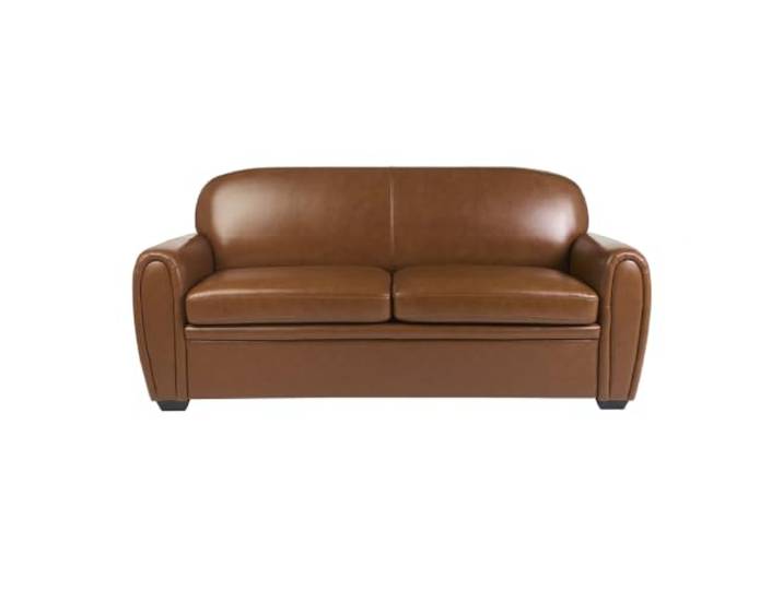 Miliboo Schlafsofa aus braunem Leder 3-Sitzer Club
