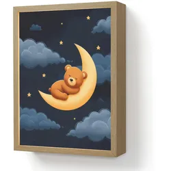 NACHTTISCHLAMPE MIT AKKU Teddybär - Mond - Wolken - Sterne 30x40 cm