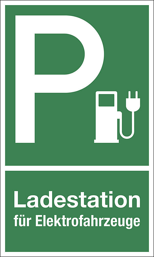kaiserkraft Parkplatzkennzeichen, Kunststoff, P / Ladestation für Elektrofahrzeuge, LxH 150 x 250 mm