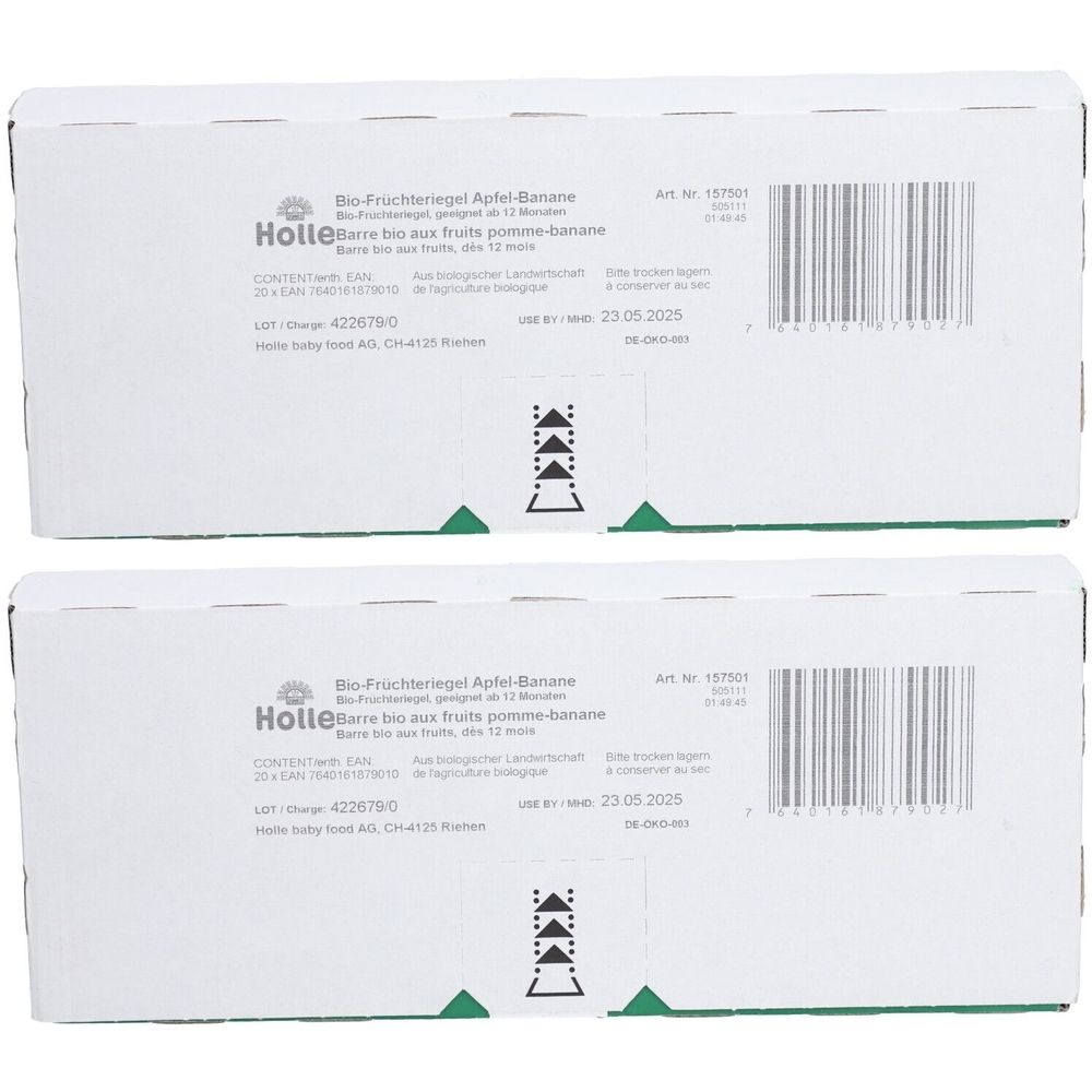 Holle Fruchtriegel Apfel-Banane bio x2 2x20x25 g Riegel