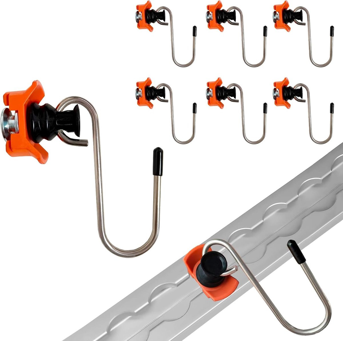 Set van 6 sterke haken voor vliegtuigrails van ShopVlot