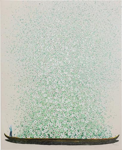 Kare Design Canvas Wanddecoratie Flower Boat, Beige/Groen, 80 x 100 cm