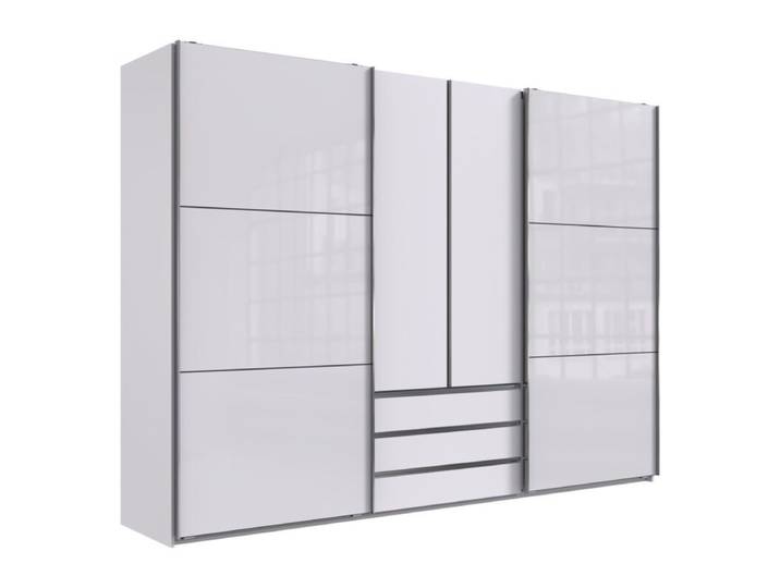 Wimex MagicGlas Dreh-/Schwebetürenschrank mit Glasfronten - Glas weiß, Dekor weiß - 216 Modern, Zeitlos