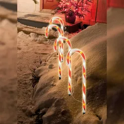 Gravidus 4er Set LED Zuckerstangen Gartenstecker Weihnachtsdeko
