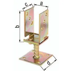 GAH Alberts U-Pfostenträger 71-131x110x70x100mm TZN breitenverstellbar,zum Aufschr - 214500