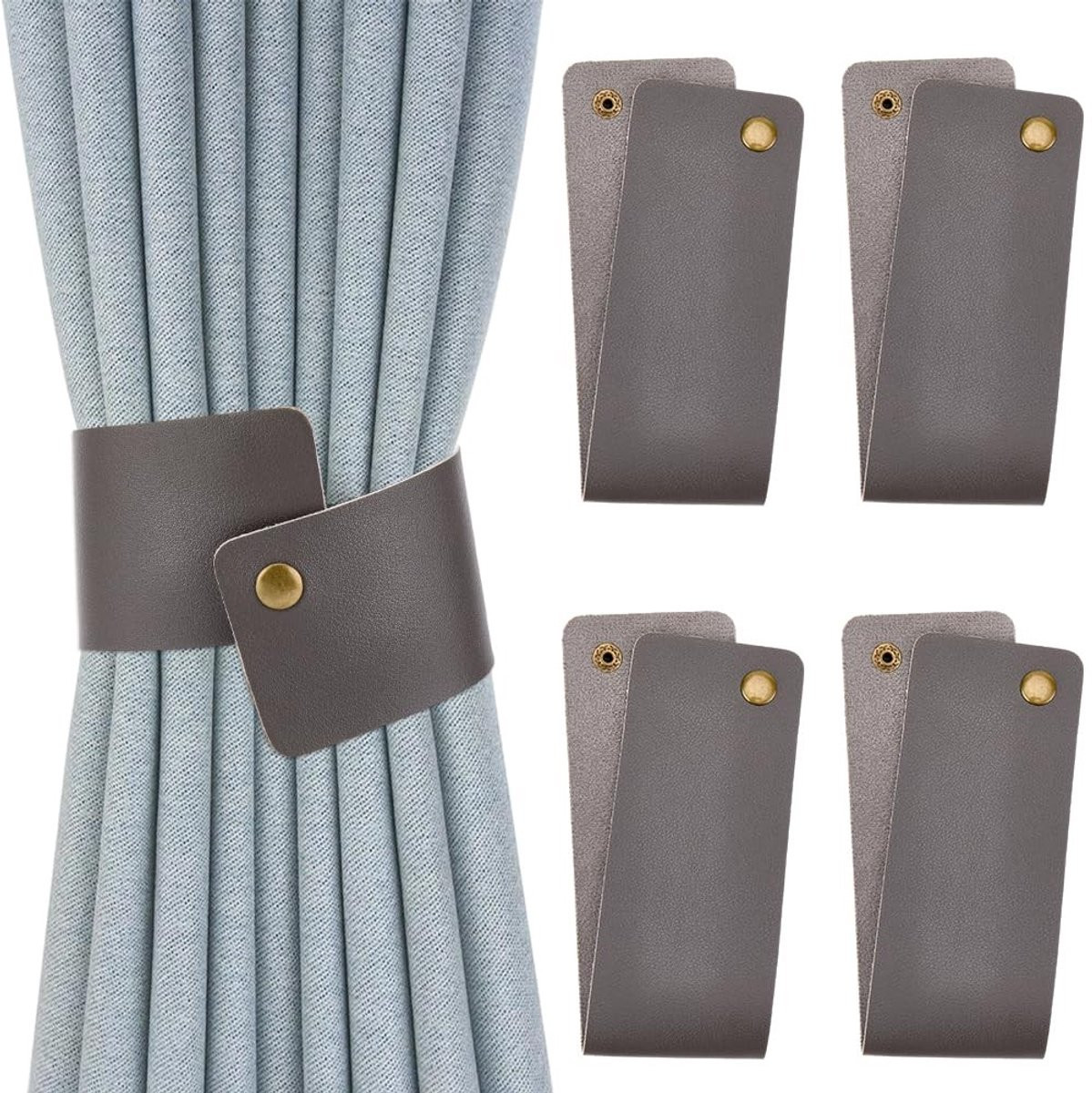 Solidchoice Elegante Gordijnhouders in Vintage Stijl van PU-leder