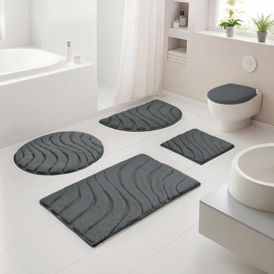 Badematte OTTO HOME "Levii, Badvorleger, Badezimmer Teppich, sehr weich", grau (anthrazit), H:20mm, Polyester, Badematten, Badematte, Hoch-Tief-Effekt, weiche Haptik, Made in Europe